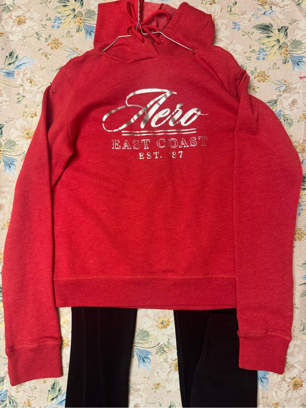 Aeropostale Red Pullover Hoodie with Silver Script